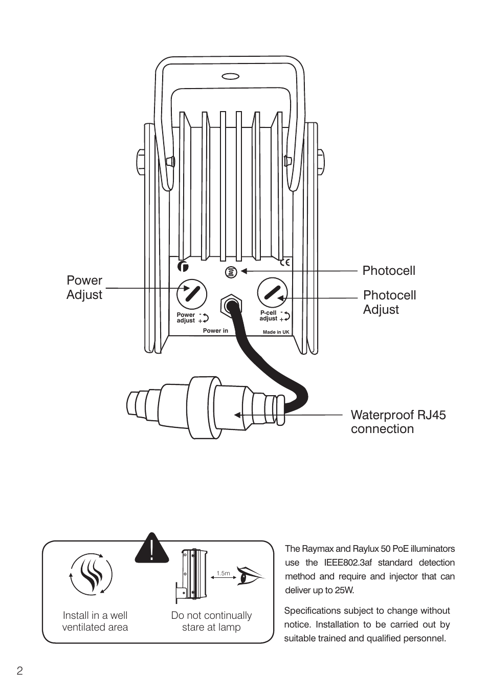 Raytec RAYLUX 50 HP PoE User Manual | Page 2 / 6