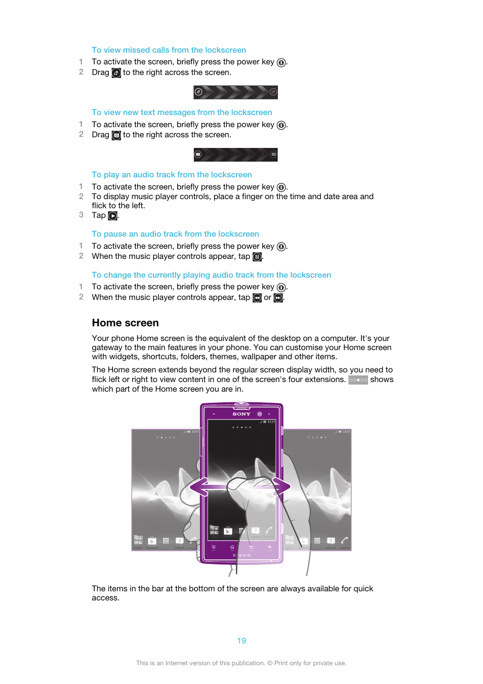 Home screen | Sony Ericsson Xperia™ ion HSPA(LT28H) User Manual | Page 19 / 148