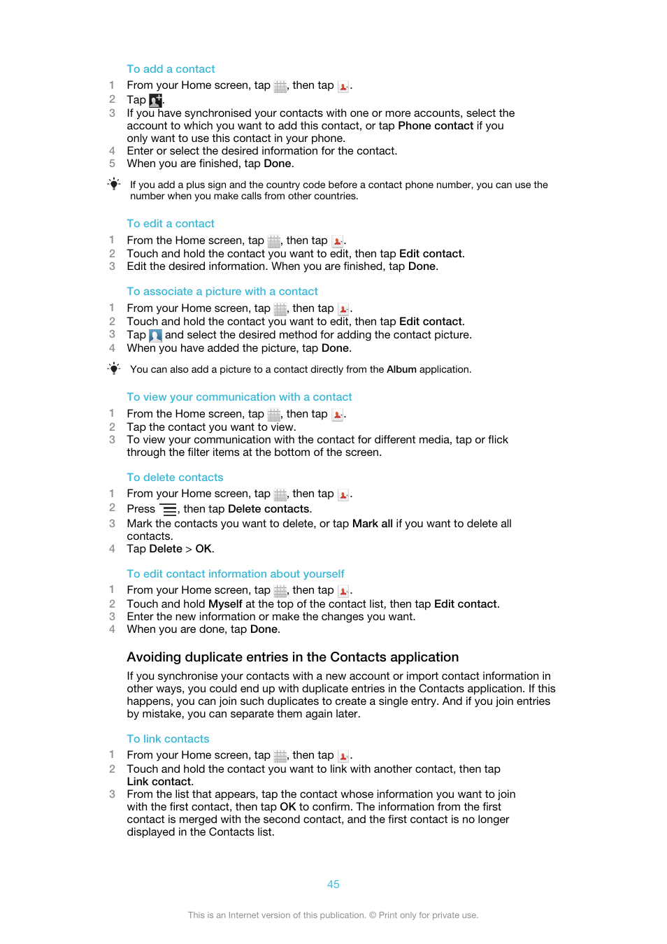 Sony Ericsson Xperia™ ion HSPA(LT28H) User Manual | Page 45 / 148