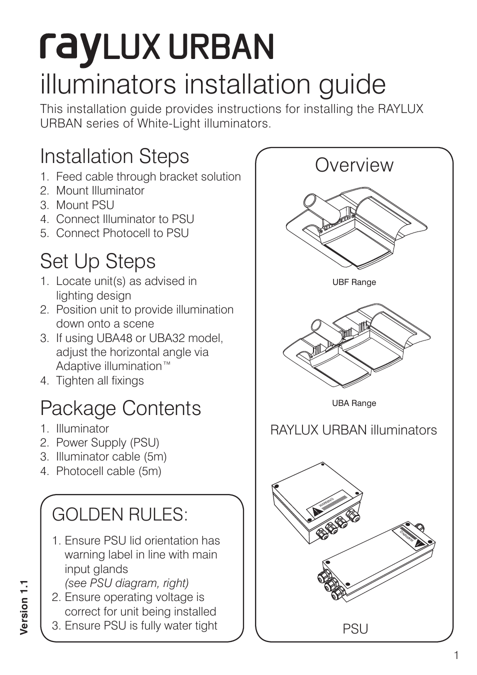 Raytec UBF16 User Manual | 12 pages