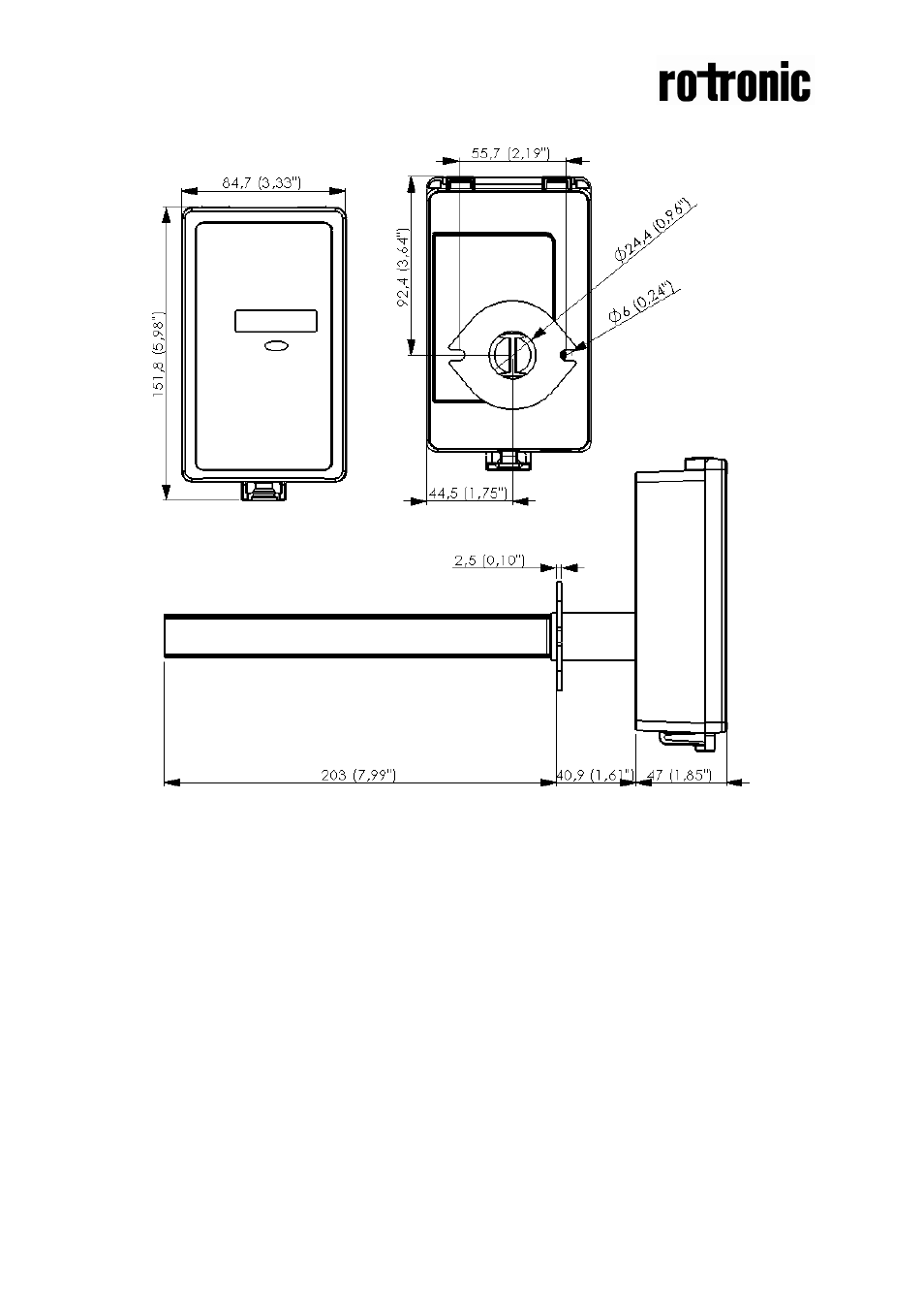 Dimensions | ROTRONIC CF3-D User Manual | Page 7 / 7