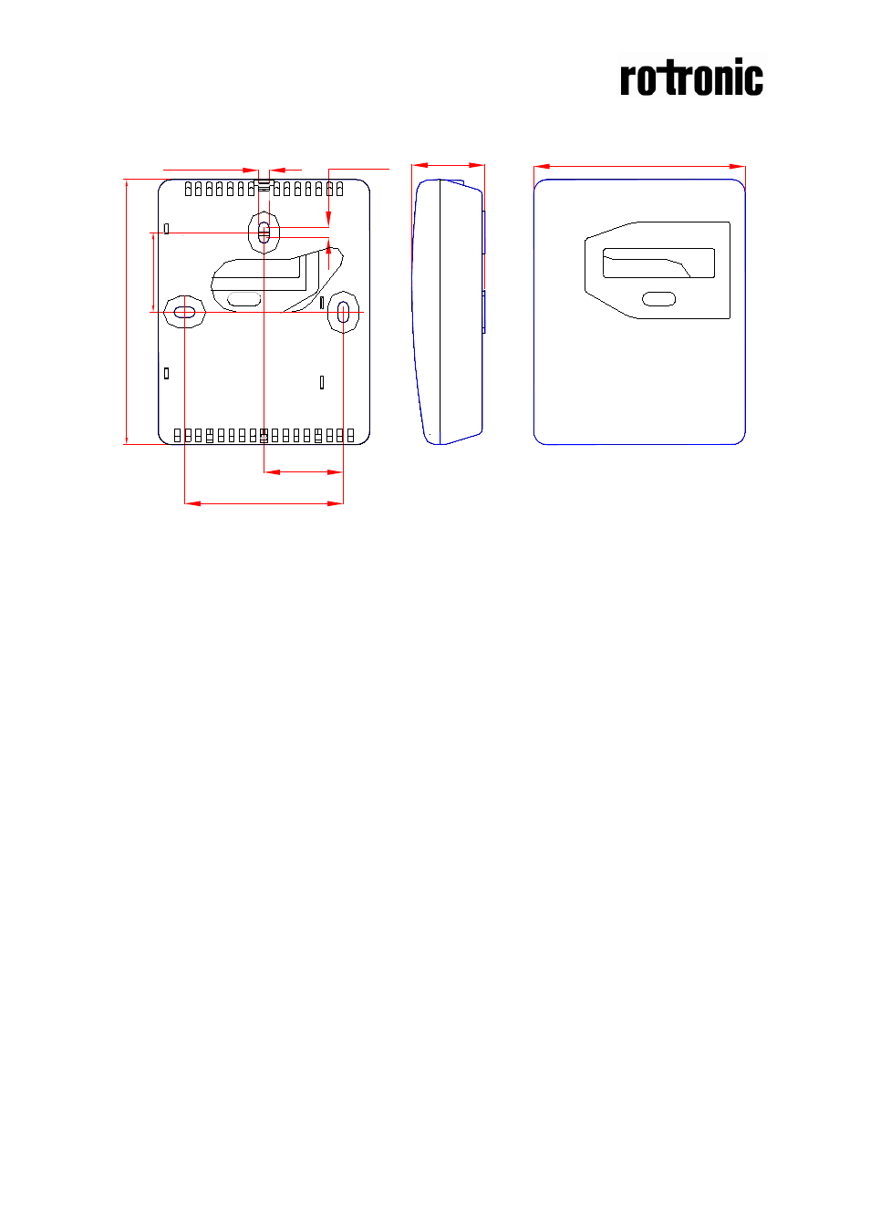 Dimensions, Mounting of the sensor onto the wall | ROTRONIC CF3-W-EU User Manual | Page 4 / 4