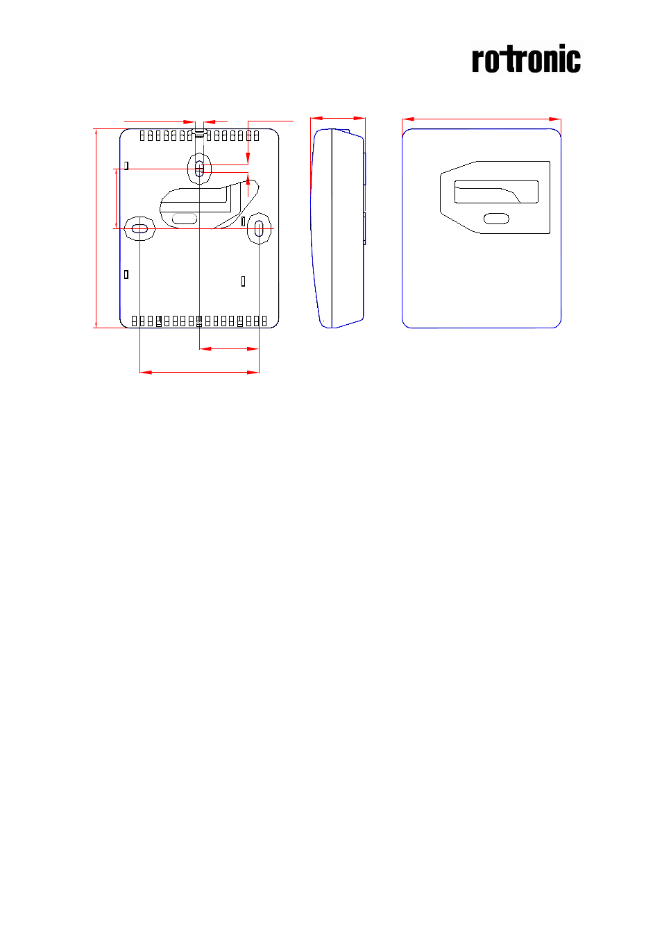 Dimensions, Mounting of the sensor onto the wall | ROTRONIC CF3-W-EU-FLI User Manual | Page 4 / 4