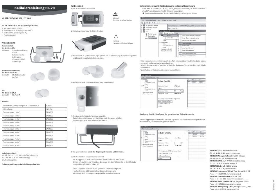 Kalibrieranleitung hl-20 | ROTRONIC HL-20-CAL User Manual | Page 2 / 4