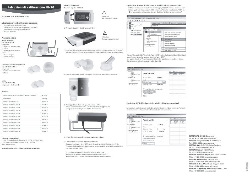 Istruzioni di calibrazione hl-20 | ROTRONIC HL-20-CAL User Manual | Page 4 / 4