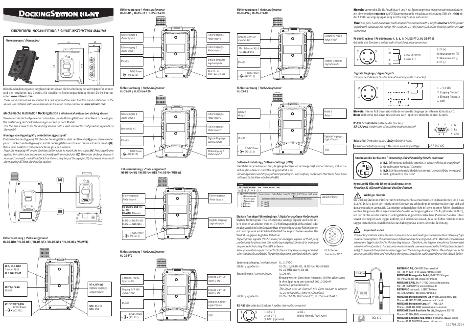 ROTRONIC Dockingstation HL-NT User Manual | 2 pages