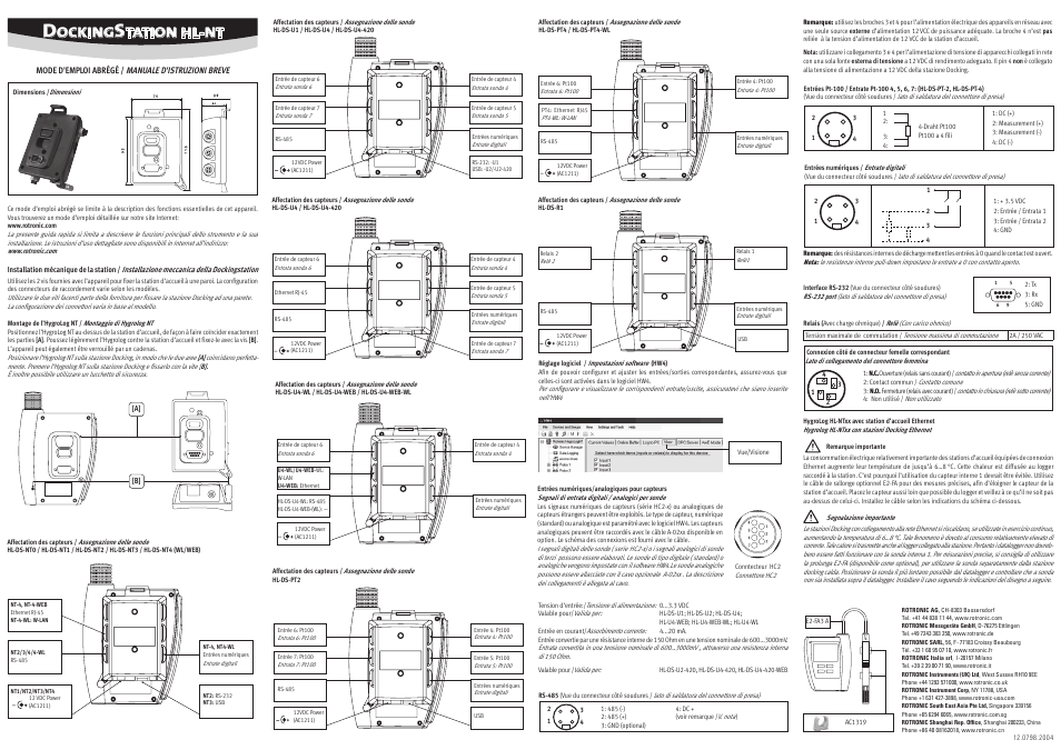Ocking, Tation hl-nt | ROTRONIC Dockingstation HL-NT User Manual | Page 2 / 2