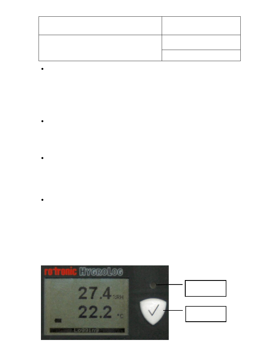 Operation, Front panel with optional display, 1 front panel with optional display | ROTRONIC HygroLog HL20 User Manual | Page 9 / 17