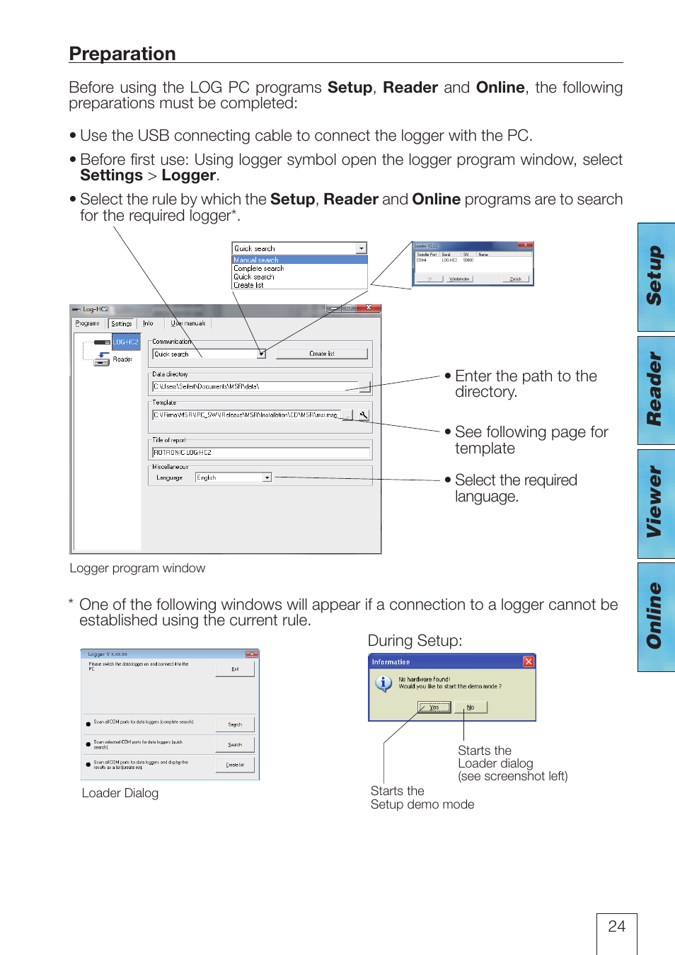 Setup reader v iewer online preparation | ROTRONIC LOG-HC2 Universal Datalogger User Manual | Page 24 / 60