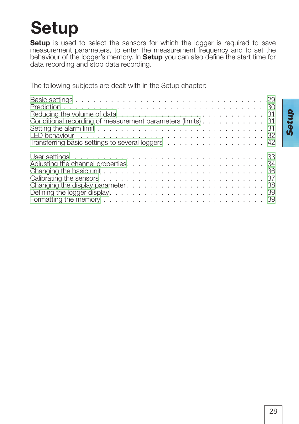 Setup | ROTRONIC LOG-HC2 Universal Datalogger User Manual | Page 28 / 60