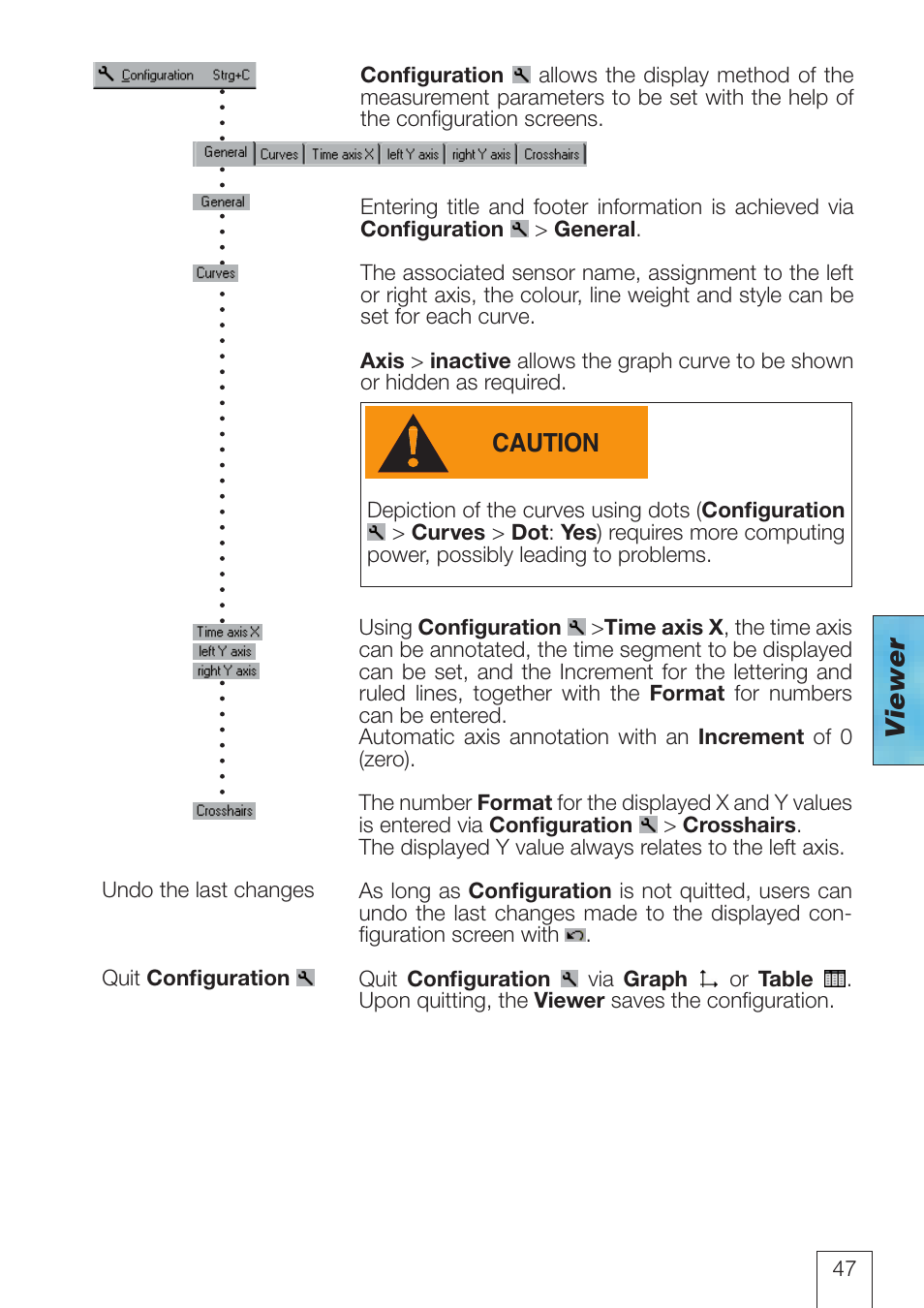 Viewer, Caution | ROTRONIC LOG-HC2 Universal Datalogger User Manual | Page 47 / 60