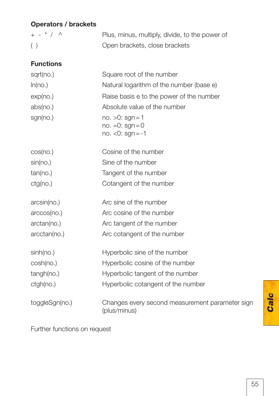 Calc | ROTRONIC LOG-HC2 Universal Datalogger User Manual | Page 55 / 60
