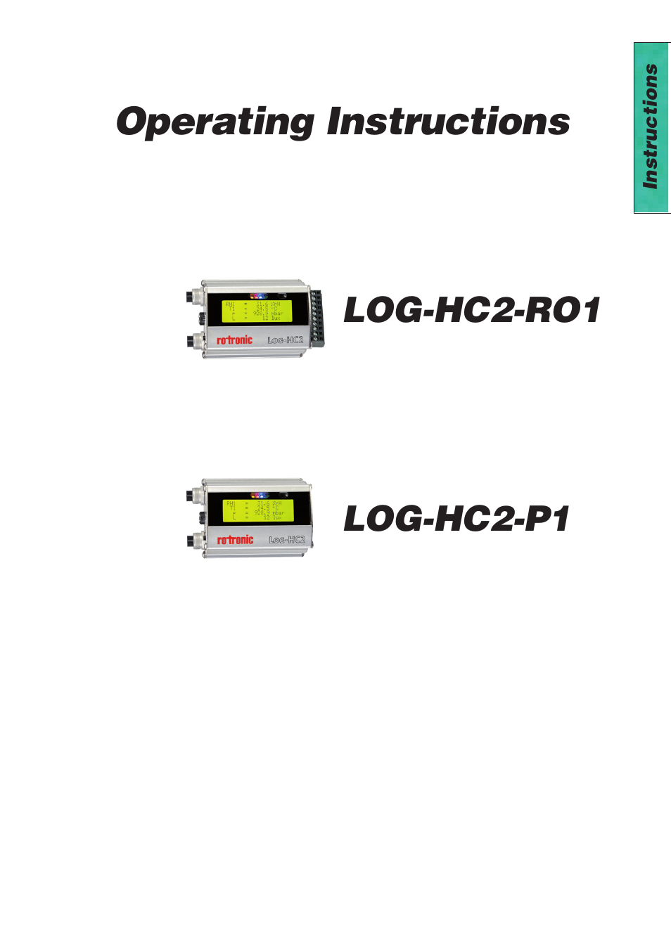 Operating instructions, Log-hc2-ro1 log-hc2-p1 | ROTRONIC LOG-HC2 Universal Datalogger User Manual | Page 9 / 60