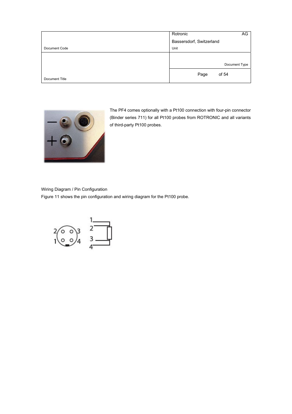 E-m-pf4-v1_00, 6 pt100 connection | ROTRONIC PF4 User Manual | Page 21 / 54