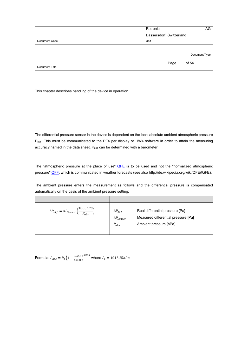 E-m-pf4-v1_00, 6operation, 1 differential pressure 6.1.1 | ROTRONIC PF4 User Manual | Page 26 / 54