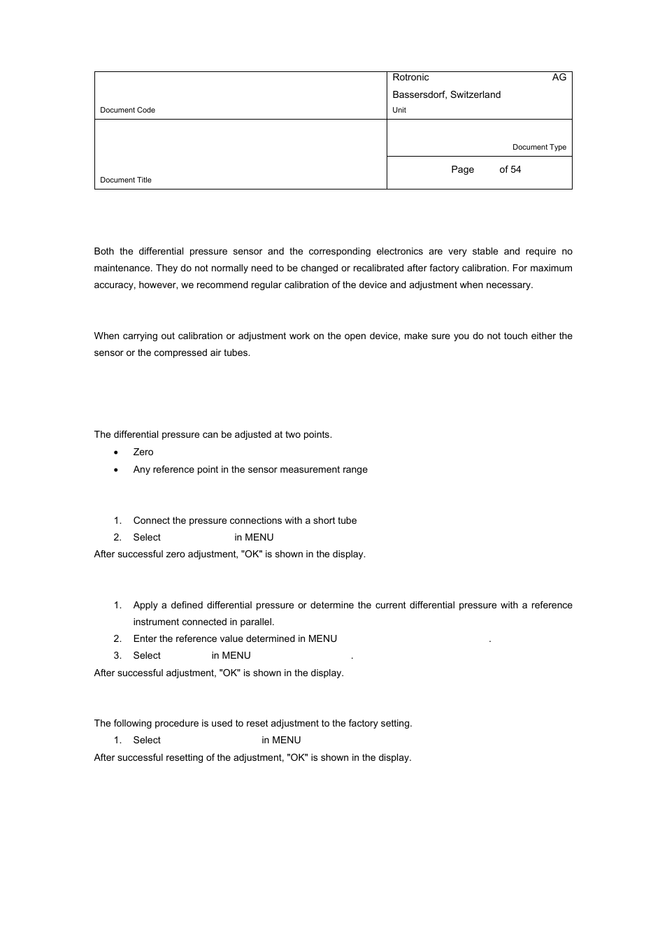 E-m-pf4-v1_00, 3 device calibration and adjustment procedure | ROTRONIC PF4 User Manual | Page 44 / 54