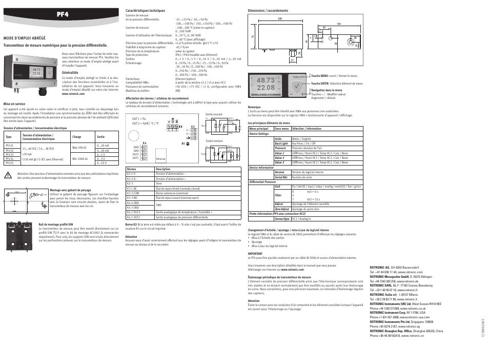 ROTRONIC PF4 User Manual | Page 3 / 4