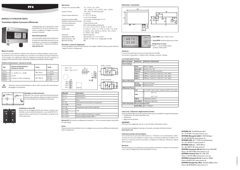 ROTRONIC PF4 User Manual | Page 4 / 4