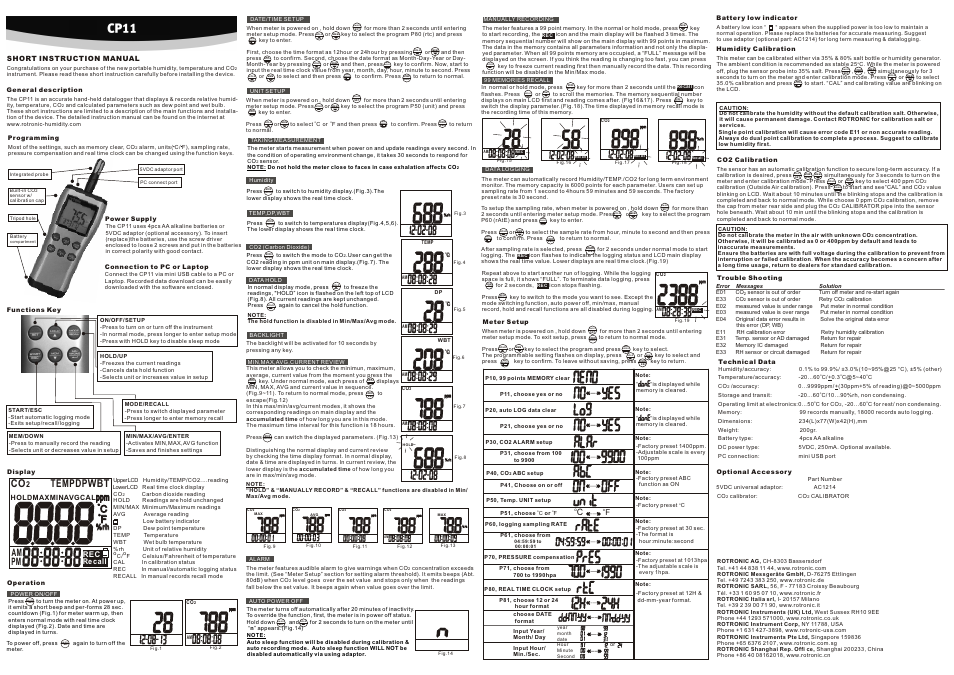 ROTRONIC CP11 User Manual | 1 page