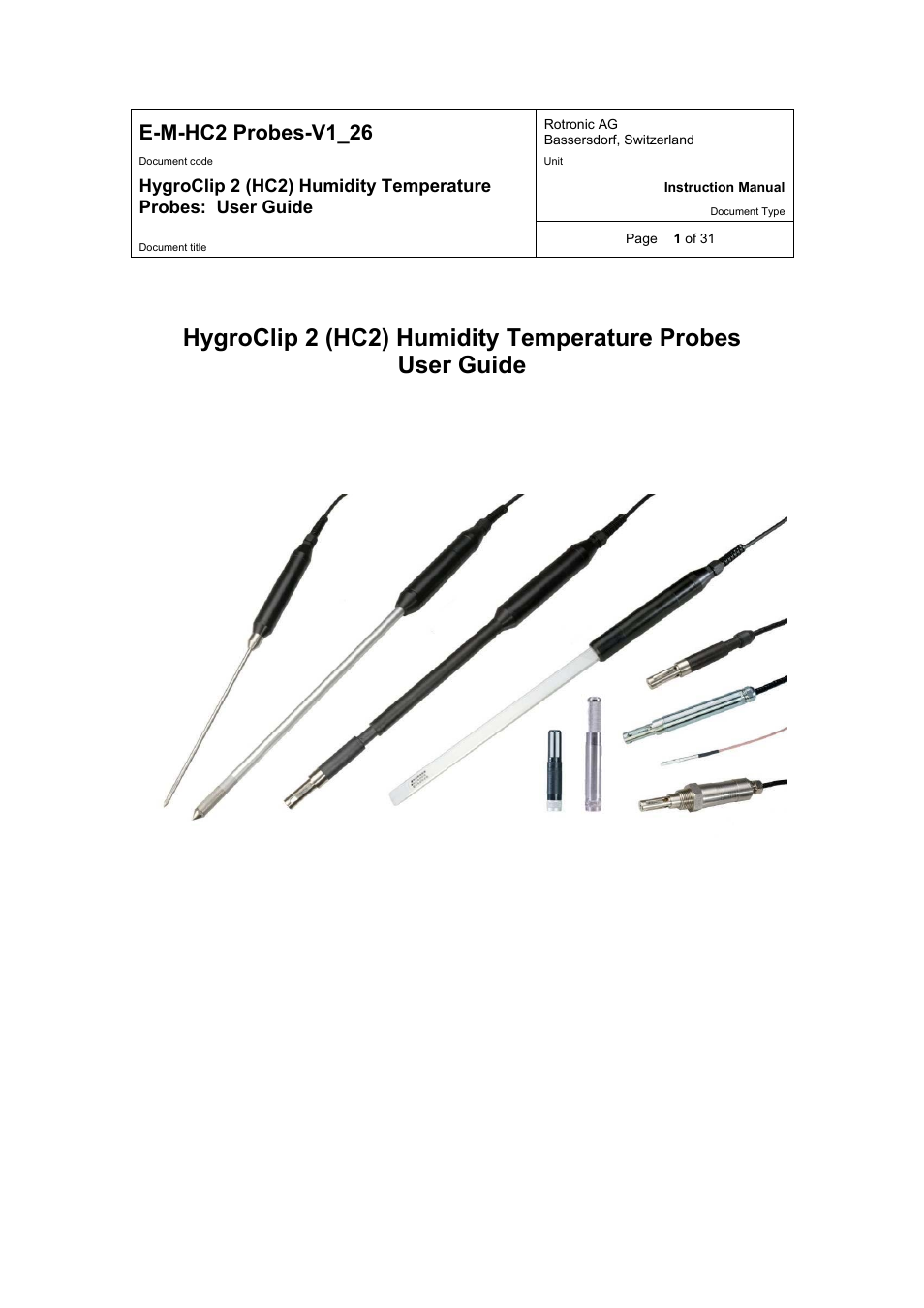 ROTRONIC HC2 User Manual | 31 pages