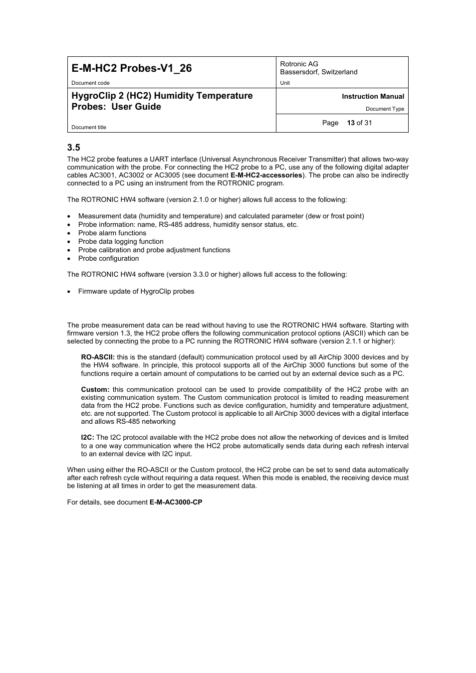 E-m-hc2 probes-v1_26, 5 digital interface | ROTRONIC HC2 User Manual | Page 13 / 31