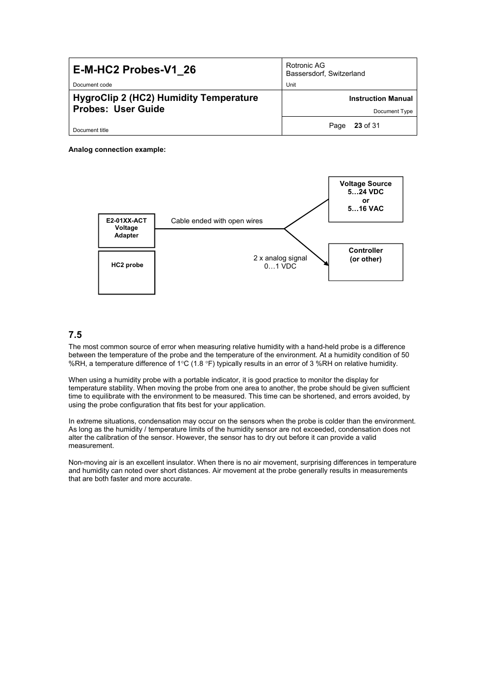 E-m-hc2 probes-v1_26, 5 hand-held probes used with an indicator | ROTRONIC HC2 User Manual | Page 23 / 31