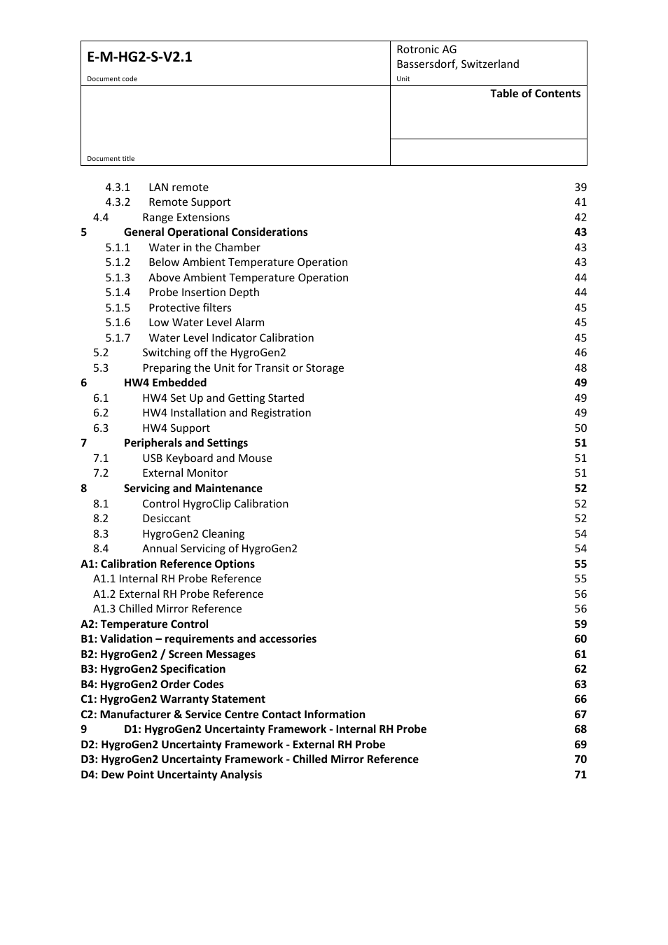 E-m-hg2-s-v2.1 | ROTRONIC Hygrogen2 User Manual | Page 4 / 75