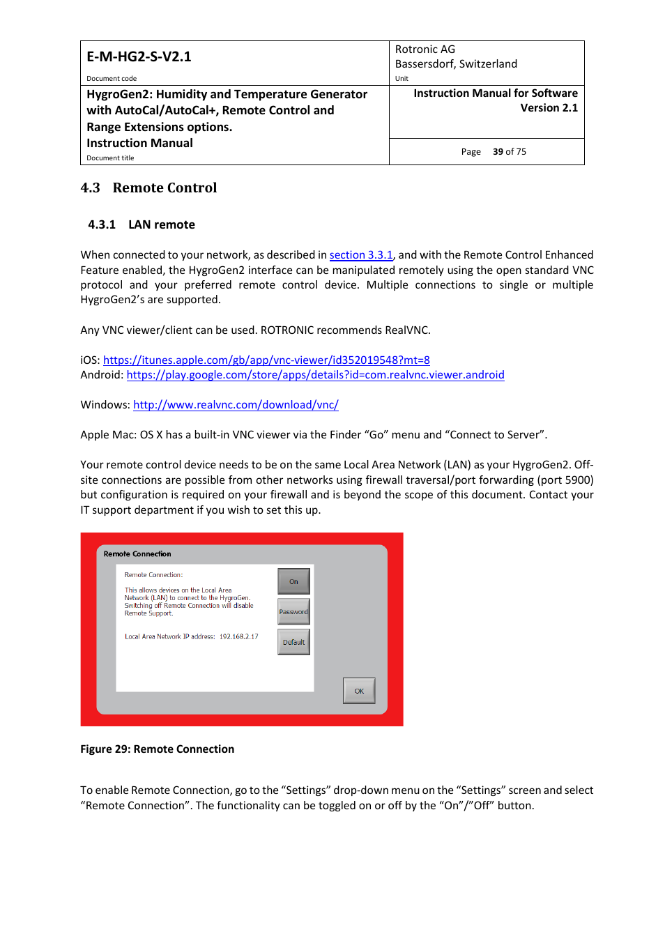 3 remote control, 1 lan remote, E-m-hg2-s-v2.1 | ROTRONIC Hygrogen2 User Manual | Page 43 / 75