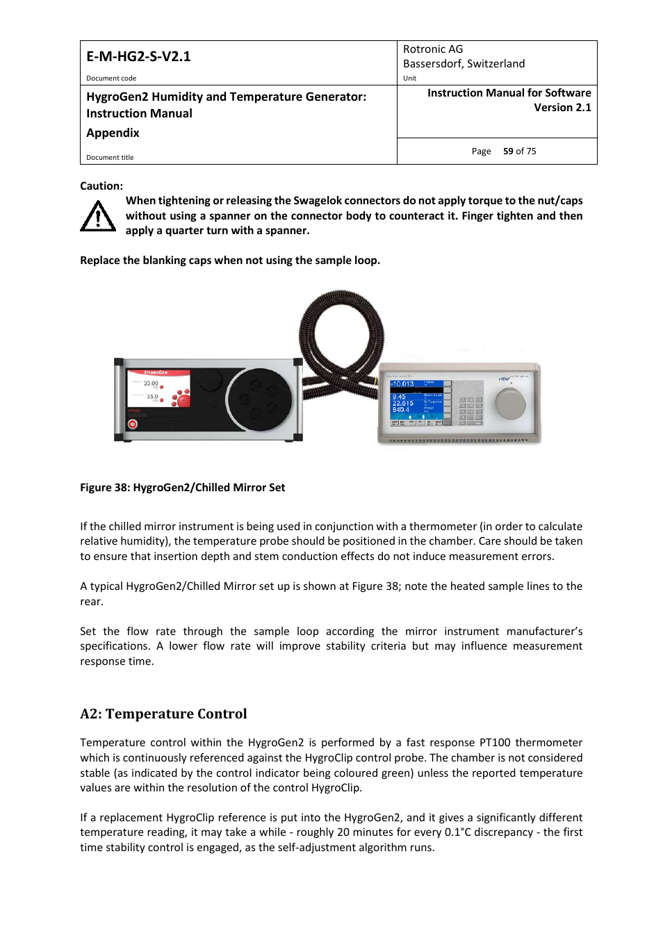 A2: temperature control, Appendix a2, E-m-hg2-s-v2.1 | ROTRONIC Hygrogen2 User Manual | Page 63 / 75