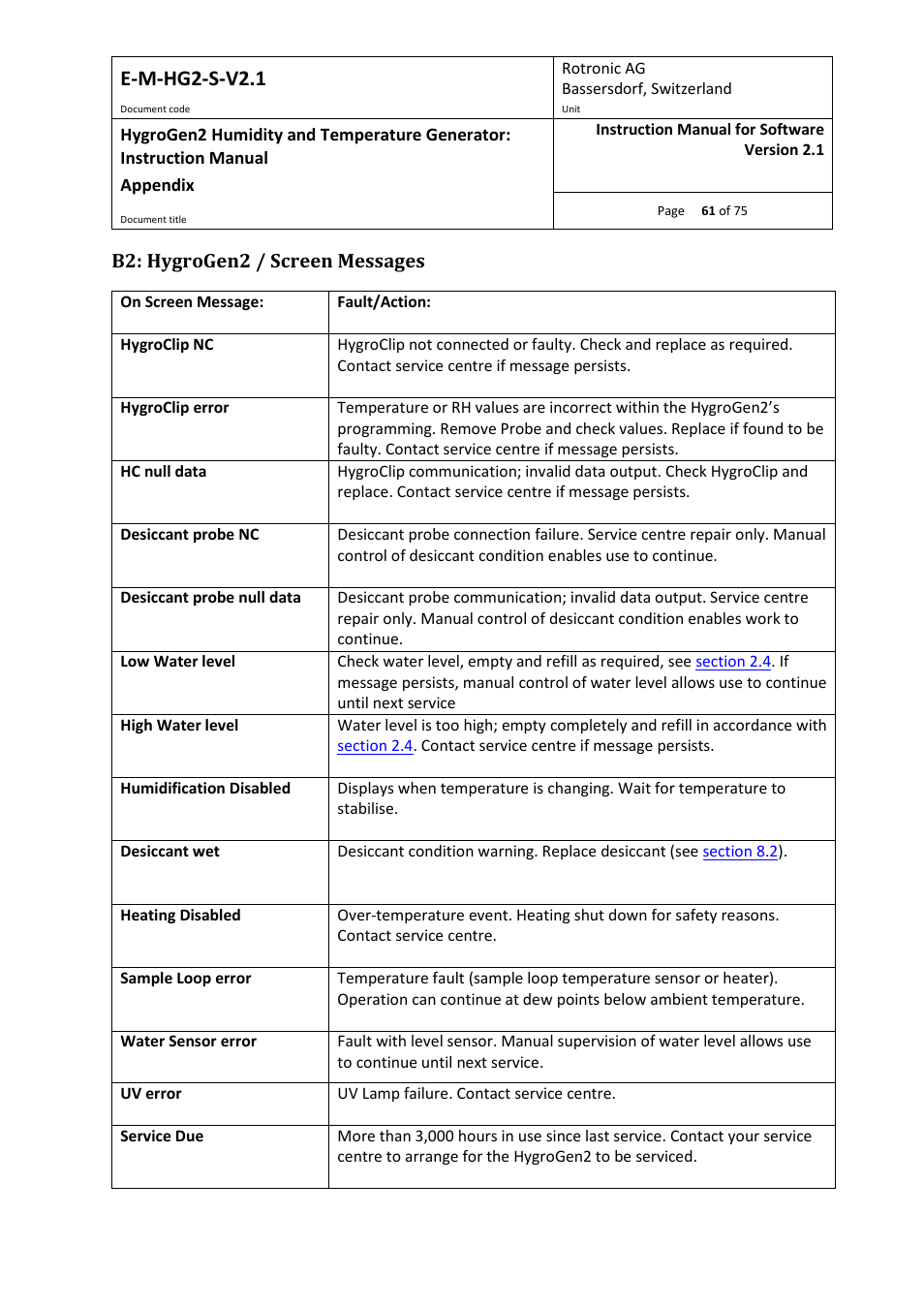 B2: hygrogen2 / screen messages, E-m-hg2-s-v2.1 | ROTRONIC Hygrogen2 User Manual | Page 65 / 75