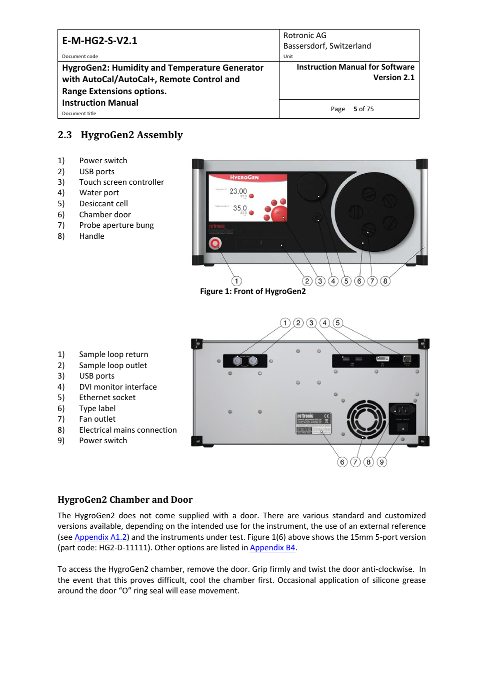 3 hygrogen2 assembly, E-m-hg2-s-v2.1 | ROTRONIC Hygrogen2 User Manual | Page 9 / 75