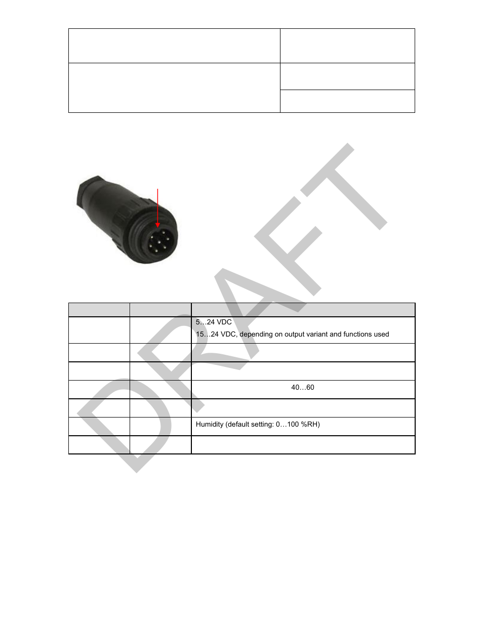 Tuchel connector pin configuration, Draft, E-m-hm4-v0_08 | 3 tuchel connector pin configuration | ROTRONIC HM4 User Manual | Page 24 / 41