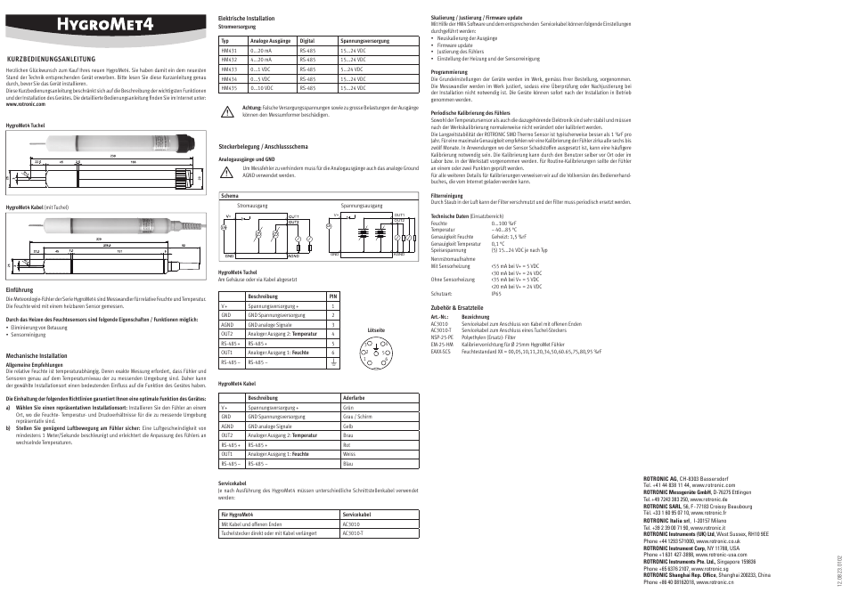ROTRONIC HM4 User Manual | Page 2 / 4