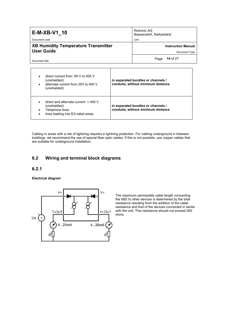 E-m-xb-v1_10 | ROTRONIC XB OEM User Manual | Page 14 / 27