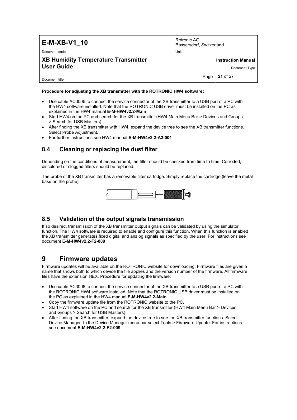 E-m-xb-v1_10, 9firmware updates | ROTRONIC XB OEM User Manual | Page 21 / 27