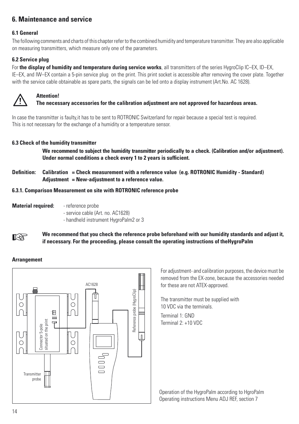 Maintenance and service | ROTRONIC ATEX User Manual | Page 14 / 36