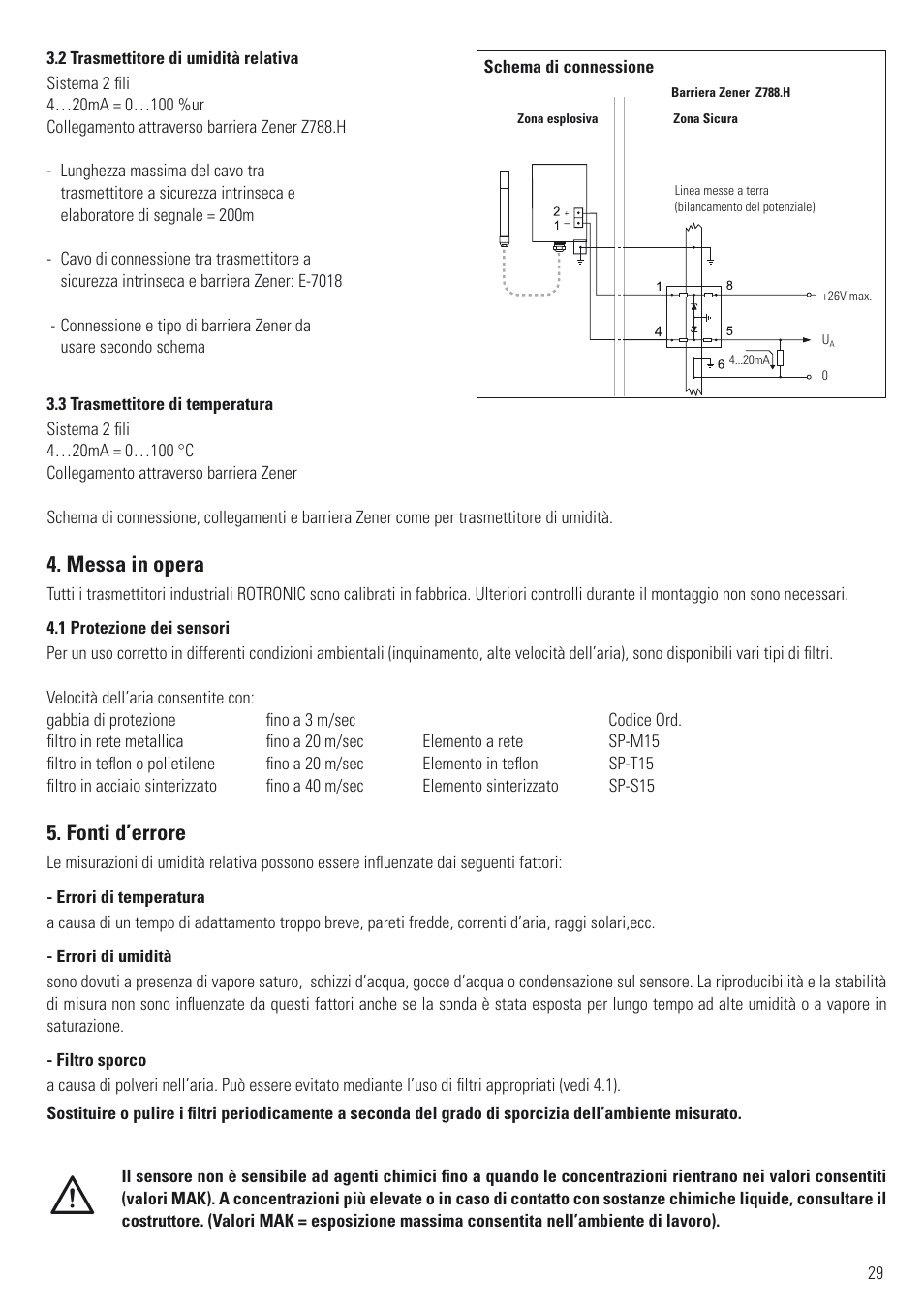 Messa in opera, Fonti d’errore | ROTRONIC ATEX User Manual | Page 29 / 36