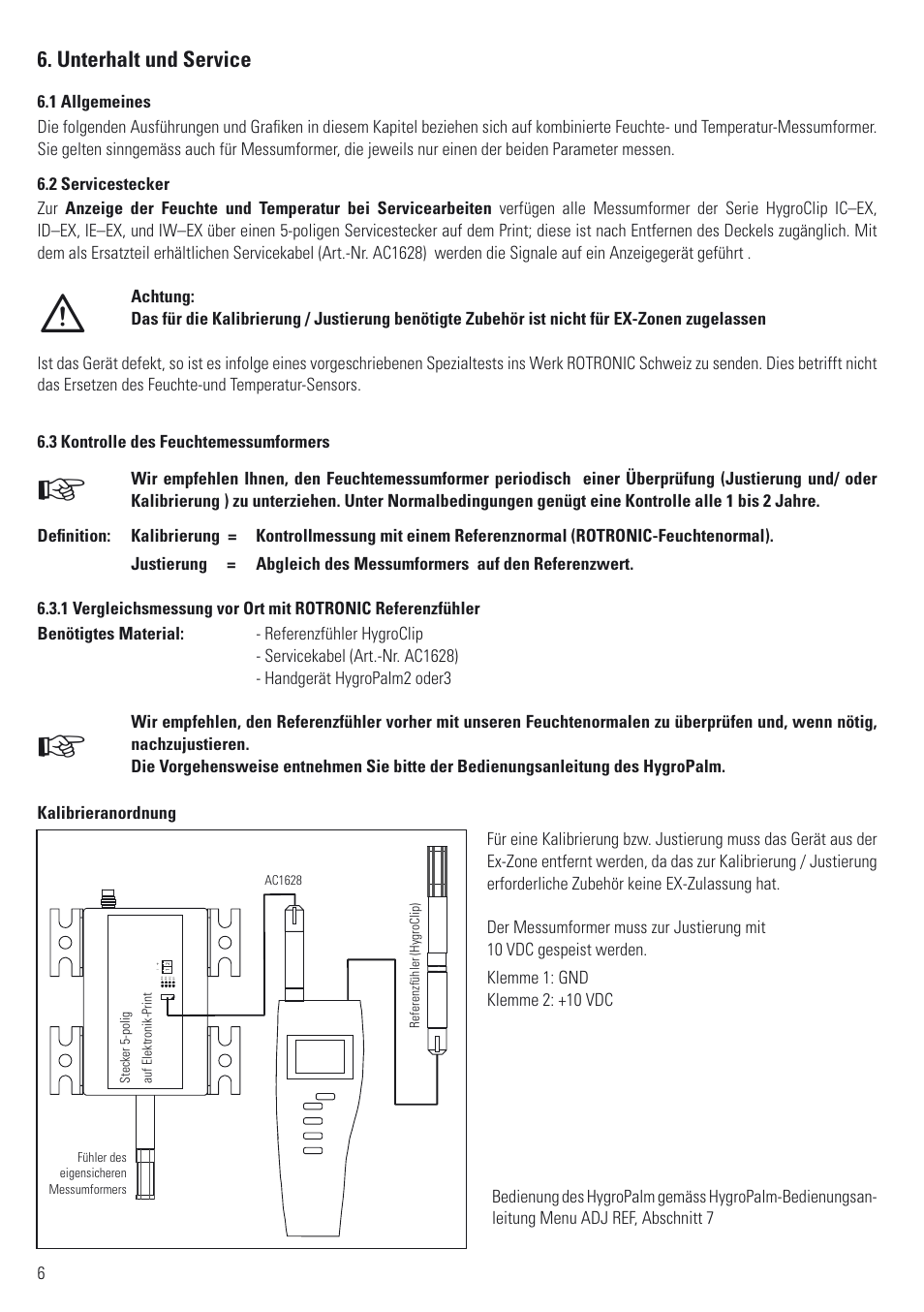 Unterhalt und service | ROTRONIC ATEX User Manual | Page 6 / 36