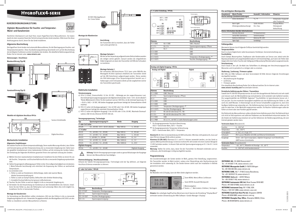 ROTRONIC HF4 User Manual | Page 2 / 4