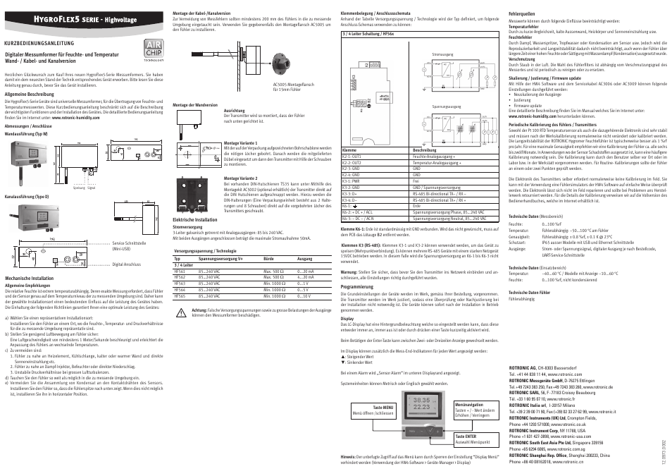 ROTRONIC HF56 User Manual | Page 2 / 4