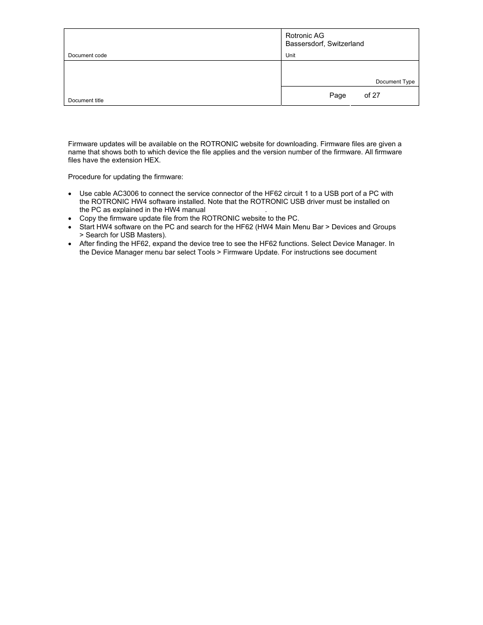 9 firmware updates, Firmware updates, 9firmware updates | ROTRONIC HF62 User Manual | Page 20 / 27