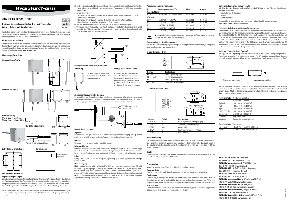 ROTRONIC HF7 User Manual | Page 2 / 4
