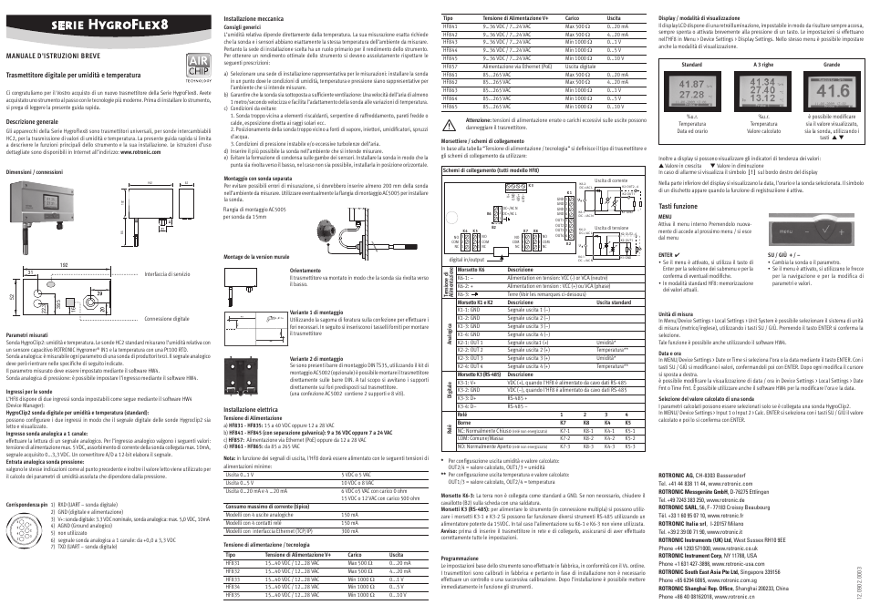 ROTRONIC HF8 User Manual | Page 4 / 4