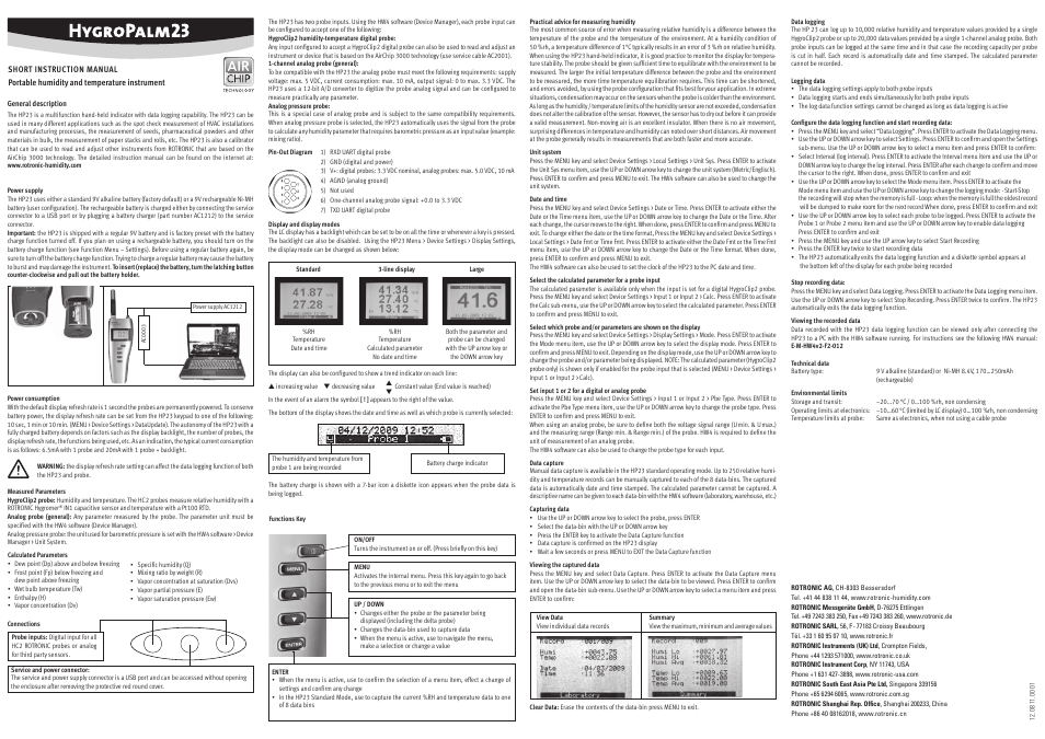ROTRONIC HP23 User Manual | Page 2 / 4