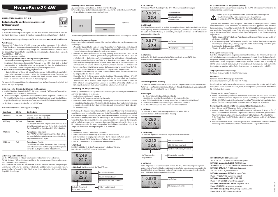 ROTRONIC HP23-AW User Manual | 4 pages