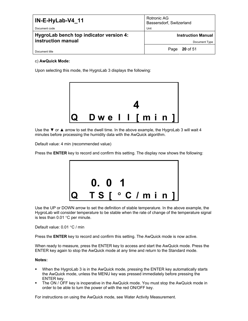 Q t s [ ° c / m i n, In-e-hylab-v4_11 | ROTRONIC HygroLab User Manual | Page 20 / 51