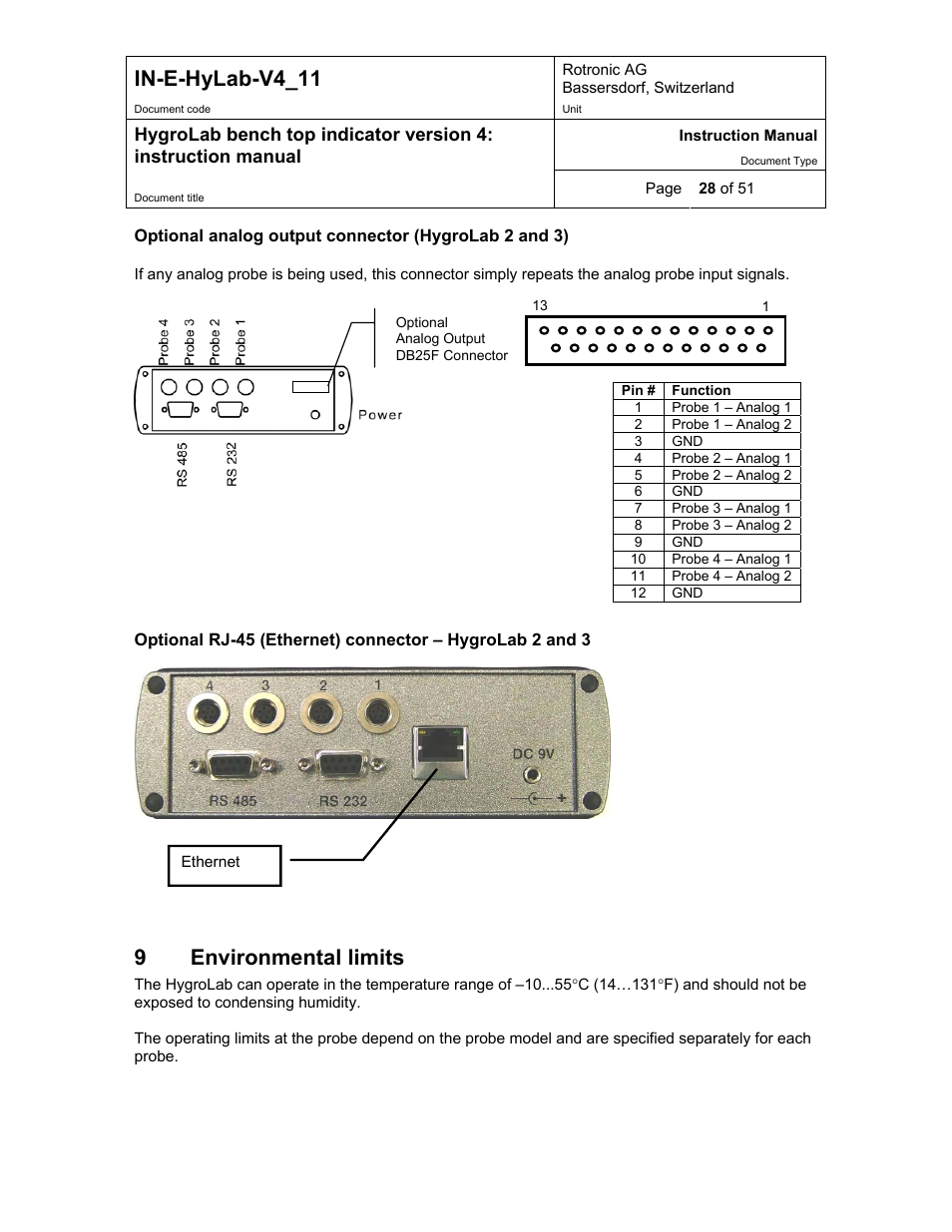 Environmental limits, In-e-hylab-v4_11, 9environmental limits | ROTRONIC HygroLab User Manual | Page 28 / 51