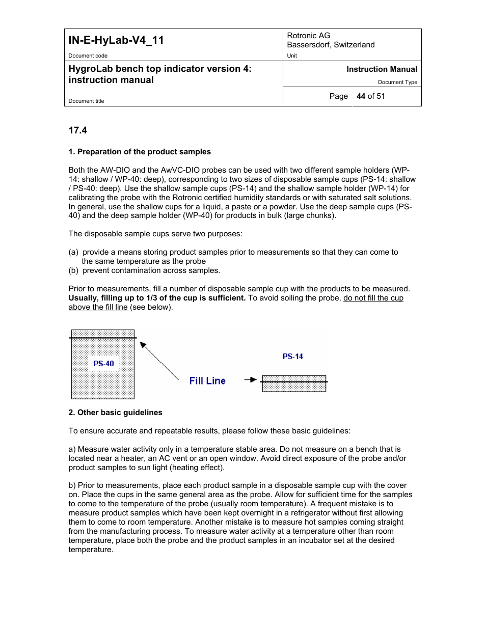 General recommendations, In-e-hylab-v4_11, 4 general recommendations | ROTRONIC HygroLab User Manual | Page 44 / 51