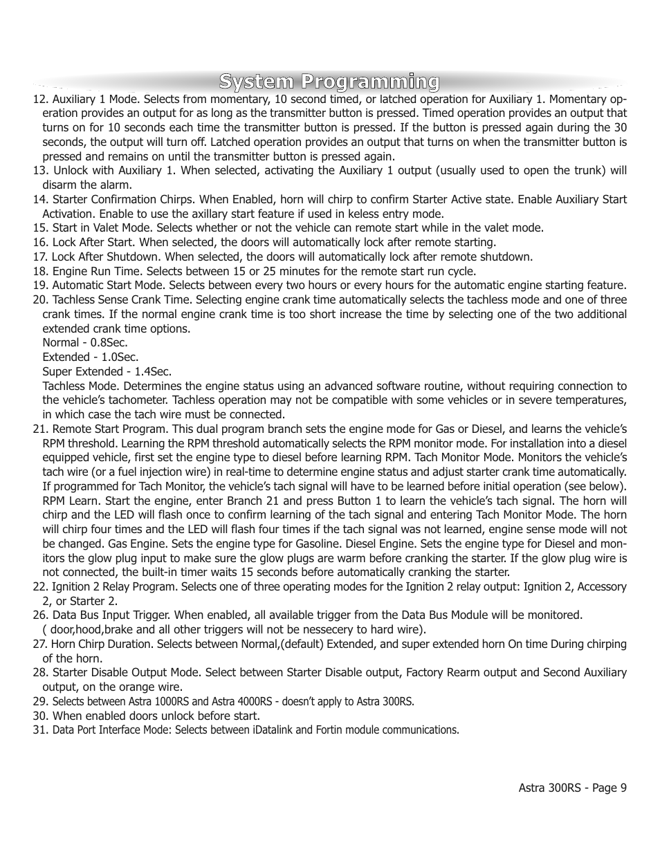 System programming | ScyTek Electronics ASTRA 300RS User Manual | Page 9 / 12