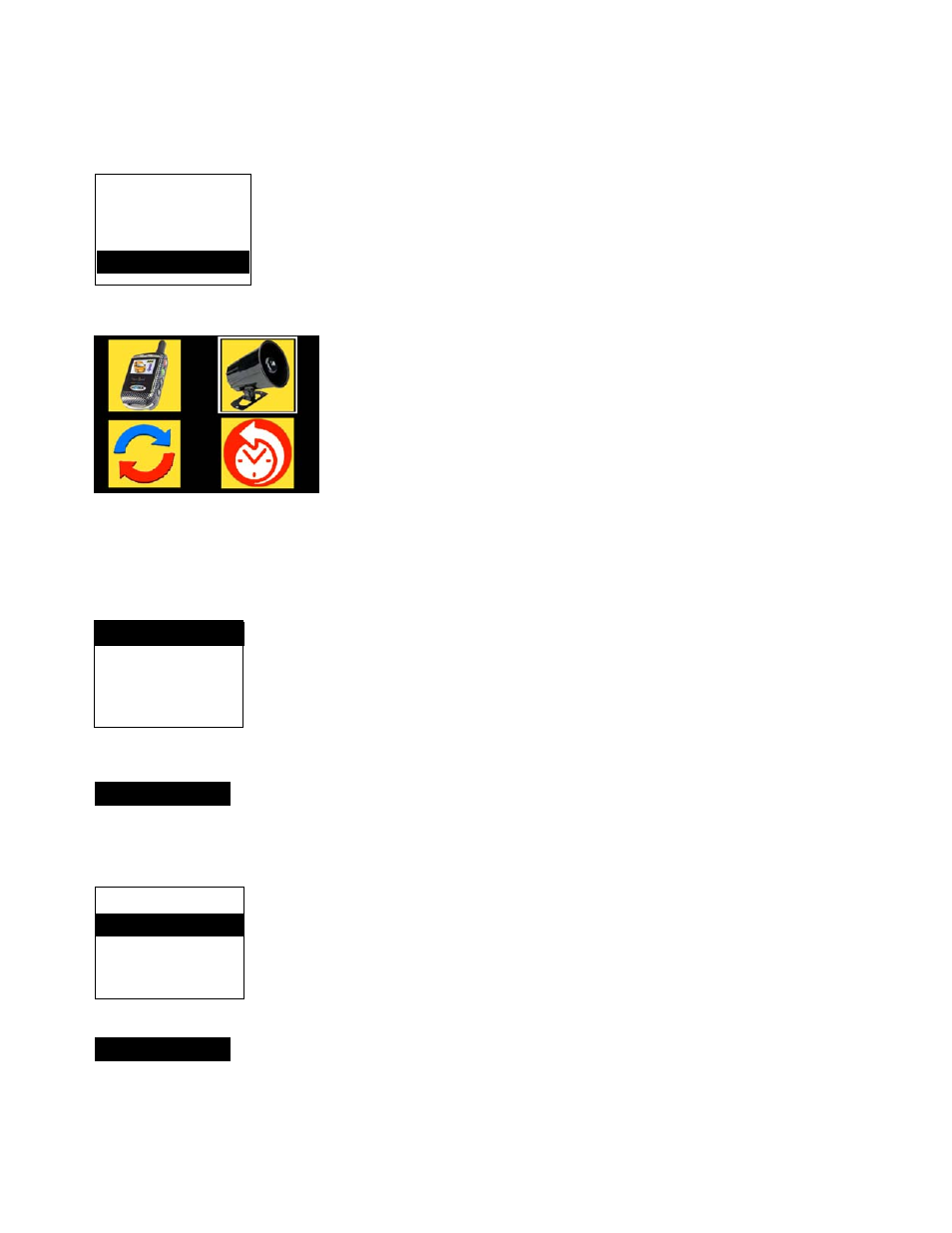 Return to previous screen, Siren chirp enable/disable, Passive arm enable/disable | ScyTek Electronics Galaxy 5000RS-DBP User Manual | Page 16 / 48